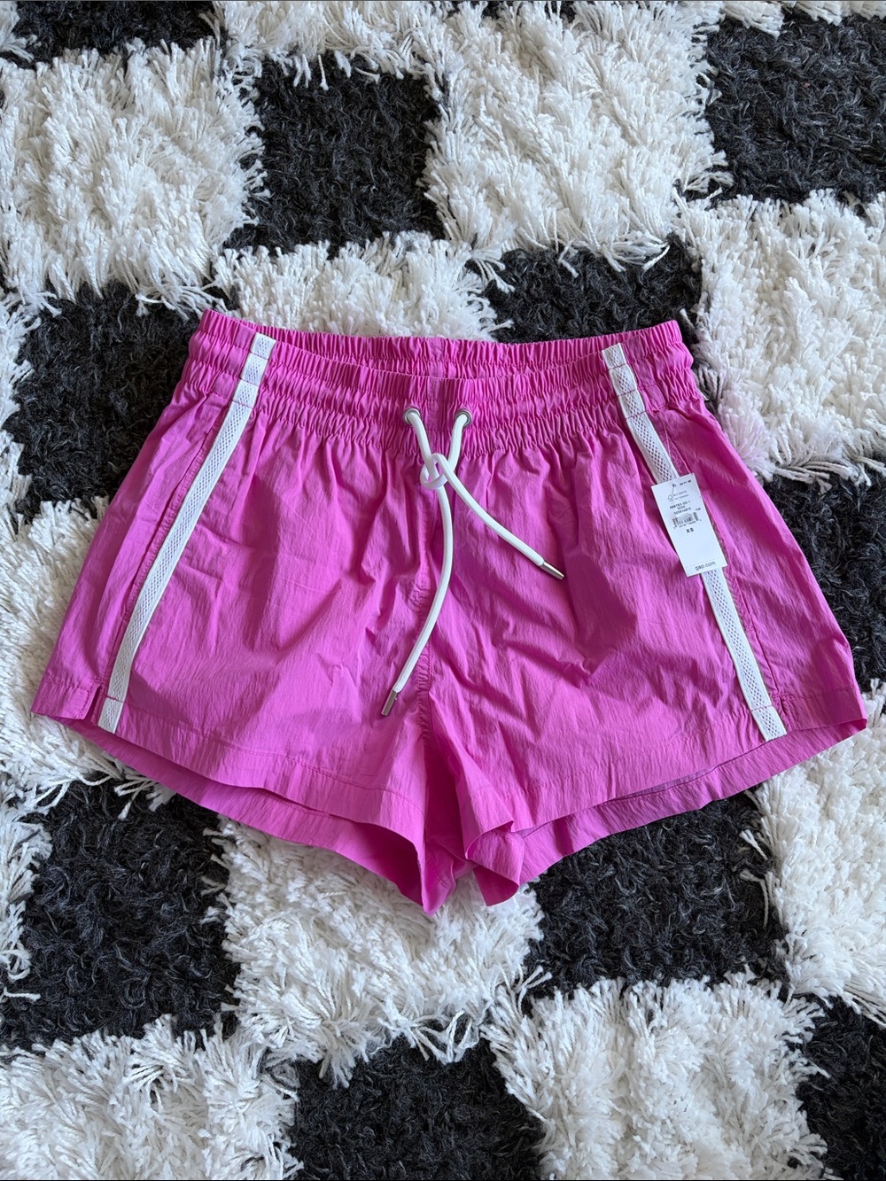 GAP Pink Fuchsia Athletic Track Shorts with White Stripe for women